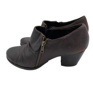 Baretraps Boots Womens 8.5 M Rosamund‎ Ankle Booties Brown Faux Leather Zipper